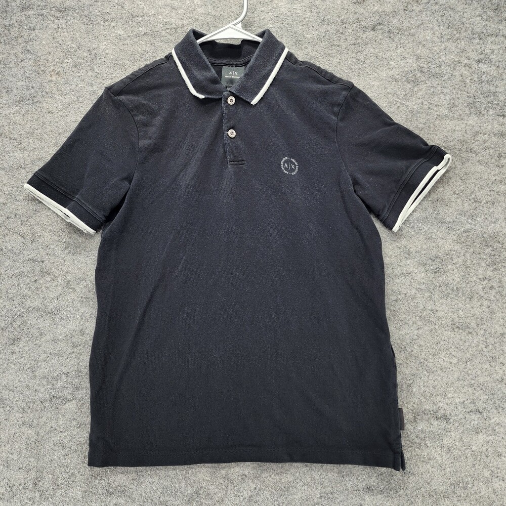 Armani Exchange Polo Shirt Boys Medium Short Sleeve Black